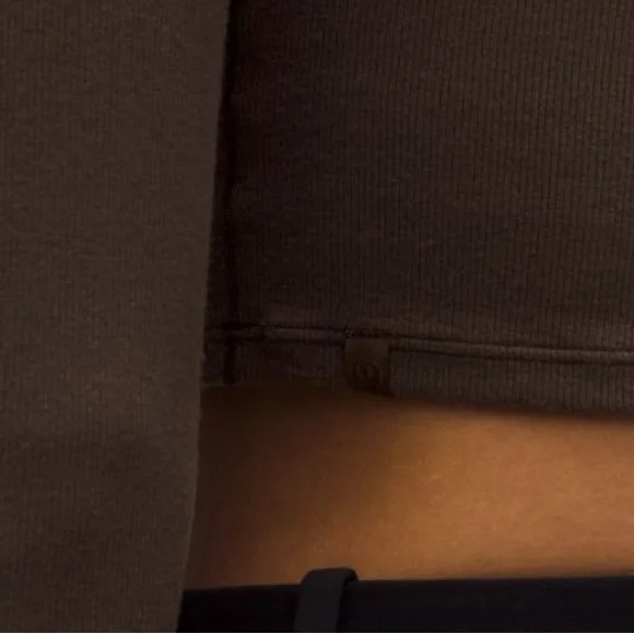 Lululemon Hold Tight Chocolate Brown Long Sleeve Modal Blend Crop Top - Picture 4 of 11